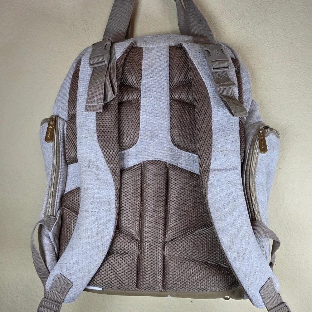 Ergobaby Diaper Bag Backpack Tan Cream Neutral Insulated Bottle Pocket travel - Picture 12 of 14